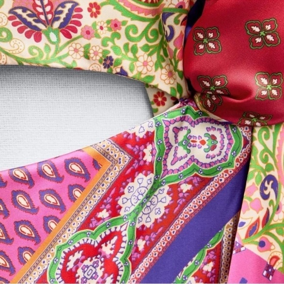 ZARA PATCHWORK PRINTED HALTER NECK MIDI DRESS - Picture 7 of 8